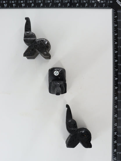 Obsidian Elephant Carvings Set of 3 - Expert Supplier of Wholesale Crystals & Bulk Gemstones