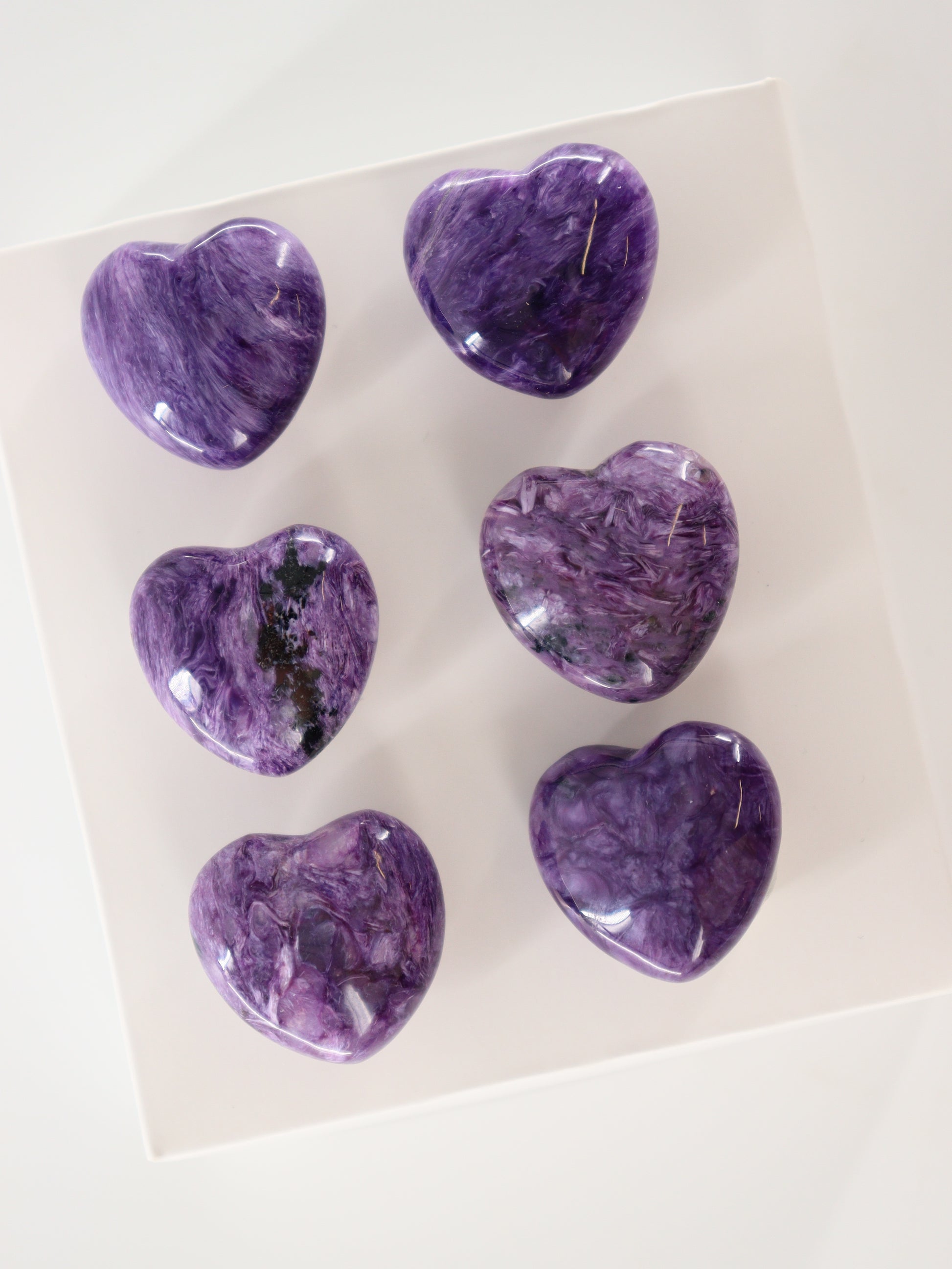 Charoite Hearts Set of 6 - Expert Wholesale and Supplier of Wholesale Crystals & Bulk Gemstones, []