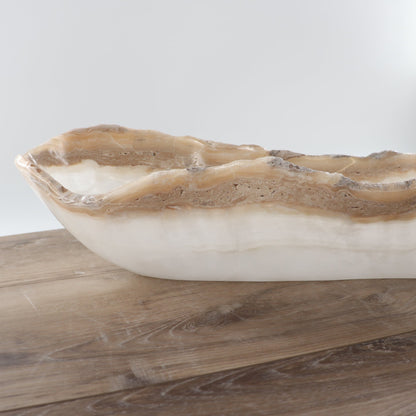 Mexican Onyx/Calcite Canoe Bowl 31"