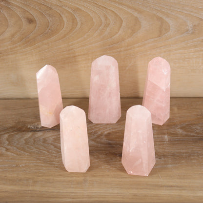 Rose Quartz Towers Set of 5 - Expert Supplier of Wholesale Crystals & Bulk Gemstones