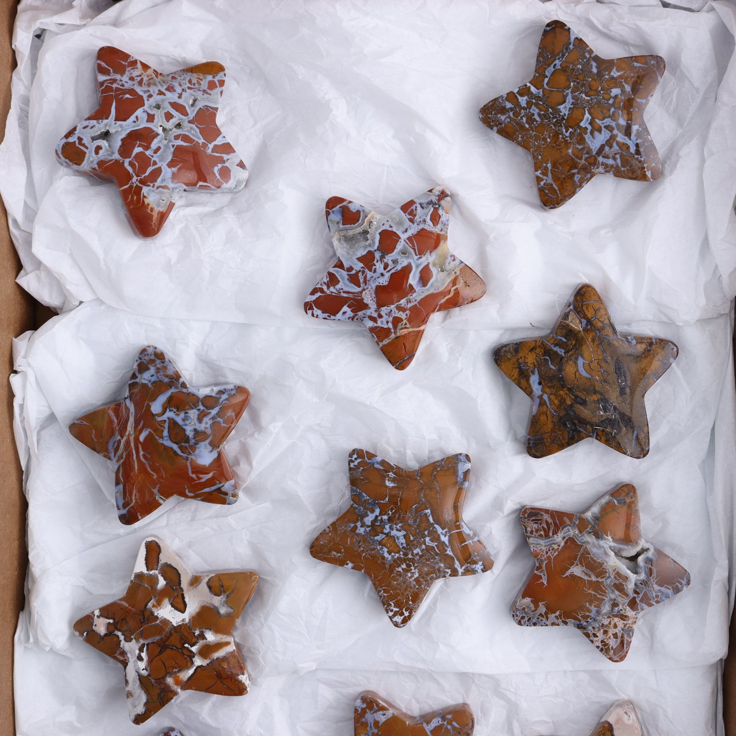 Brecciated Jasper Stars Set of 11 - Expert Wholesale and Supplier of Wholesale Crystals & Bulk Gemstones, ["Brecciated Jasper","Indonesia","stars"]