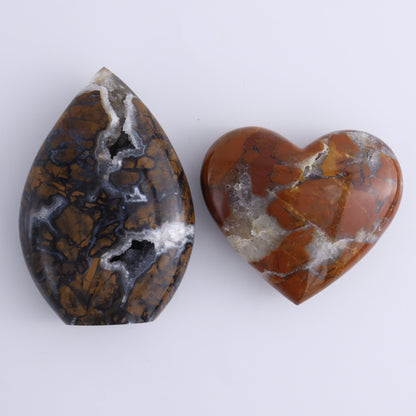 Brecciated Jasper Mixed Carvings Set of 6 - Expert Wholesale and Supplier of Wholesale Crystals & Bulk Gemstones, ["Brecciated Jasper","Freeforms","Hearts","Indonesia","Mermaid Tail","stars"]