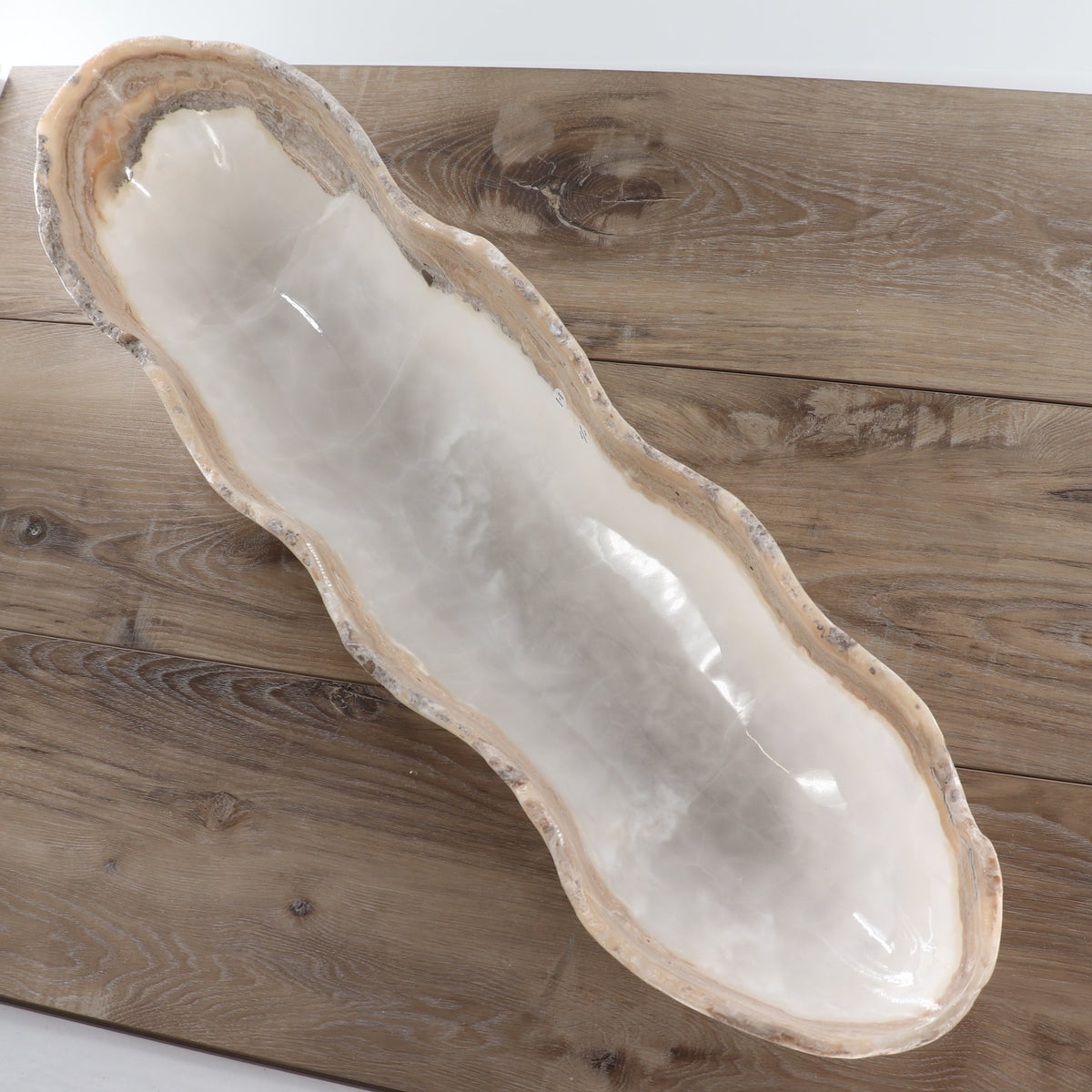 Mexican Onyx/Calcite Canoe Bowl 31"