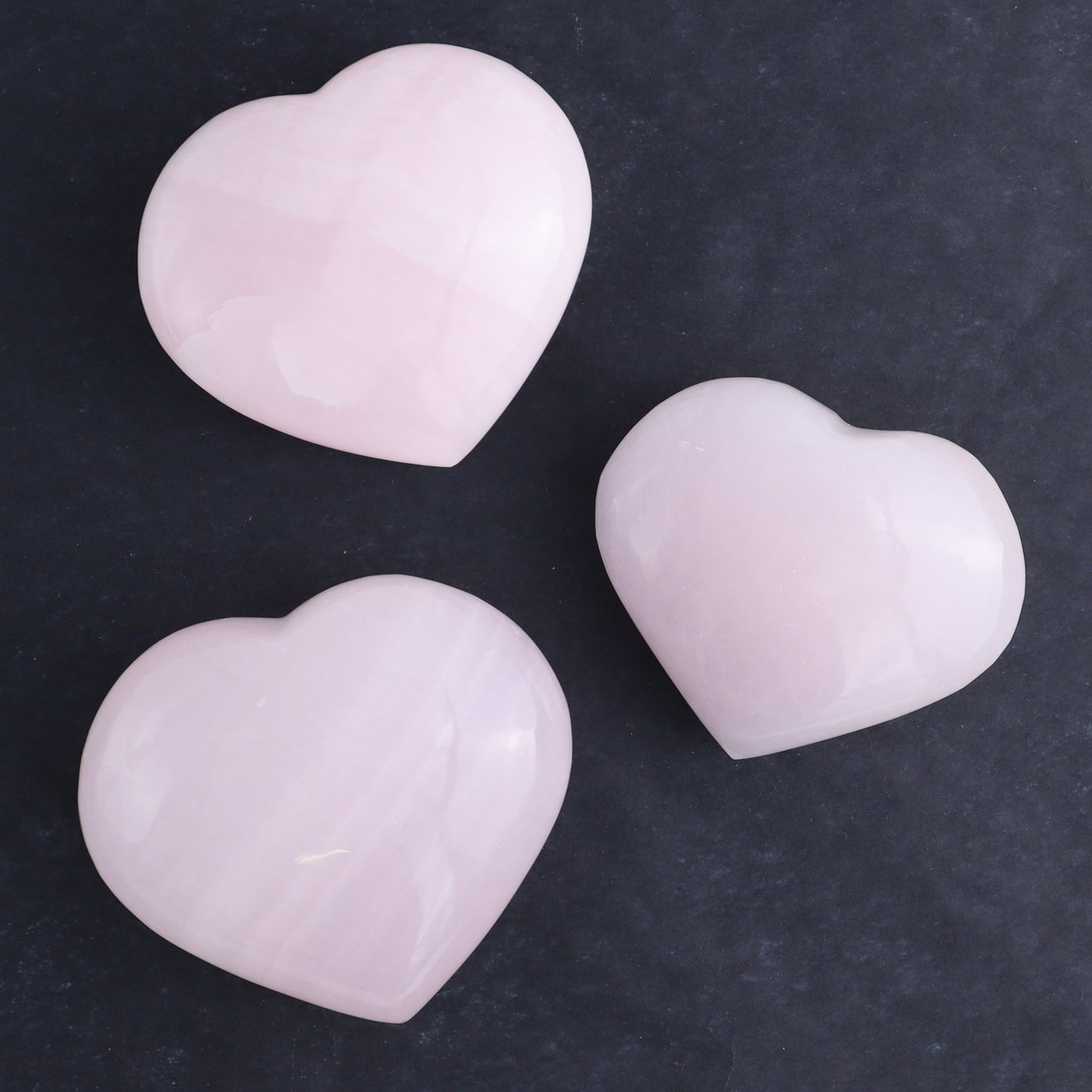 Pink Mangano Calcite Rectangles and Hearts Set of 6 - Expert Wholesale and Supplier of Wholesale Crystals & Bulk Gemstones, ["Calcite","Hearts","Madagascar","Pink Calcite","Rectangle"]