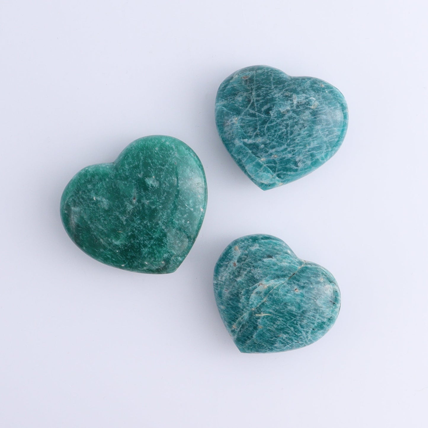 Amazonite Hearts Set of 12 - Expert Wholesale and Supplier of Wholesale Crystals & Bulk Gemstones, ["Amazonite","Hearts","Madagascar"]