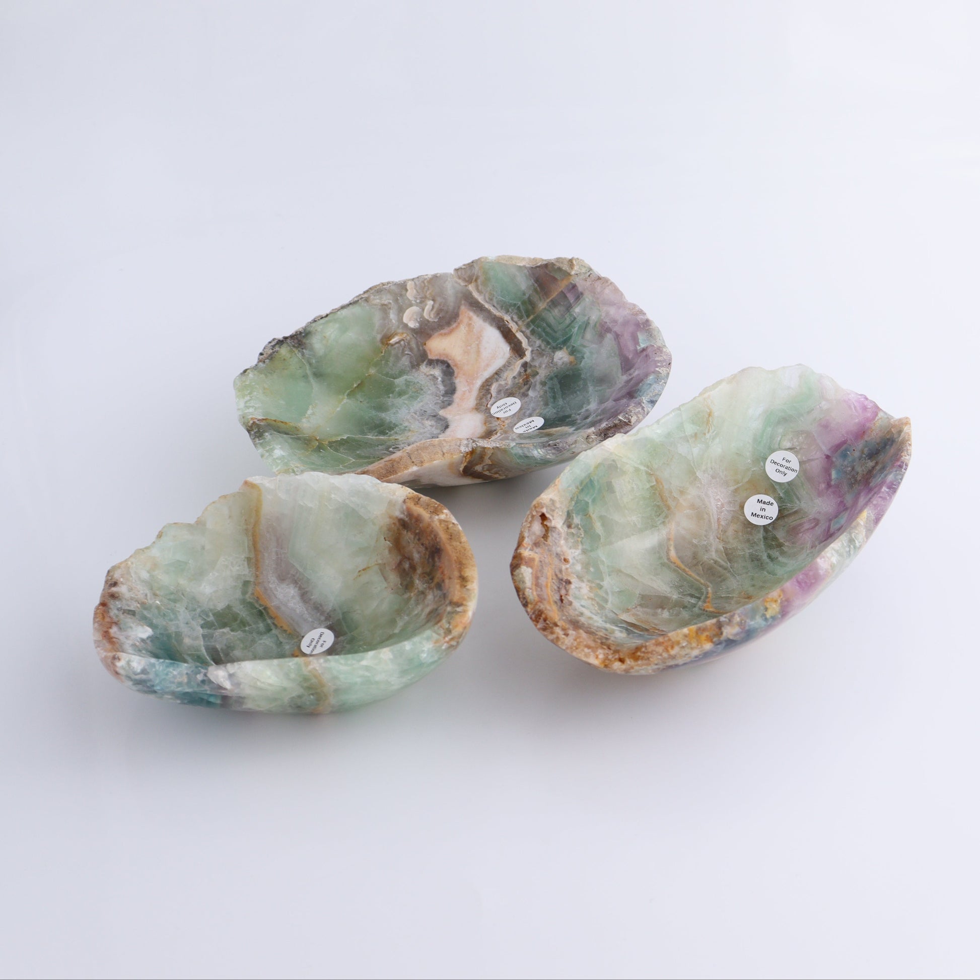Fluorite Bowls Set of 3 - Expert Wholesale and Supplier of Wholesale Crystals & Bulk Gemstones, ["Bowls","Fluorite","Mexico"]