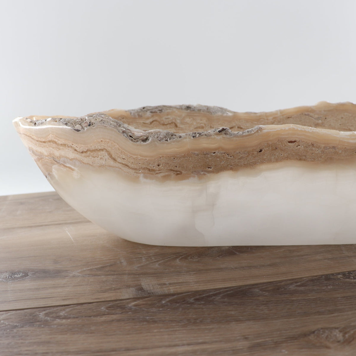 Mexican Onyx/Calcite Canoe Bowl 31"