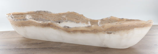 Mexican Onyx/Calcite Canoe Bowl 31"