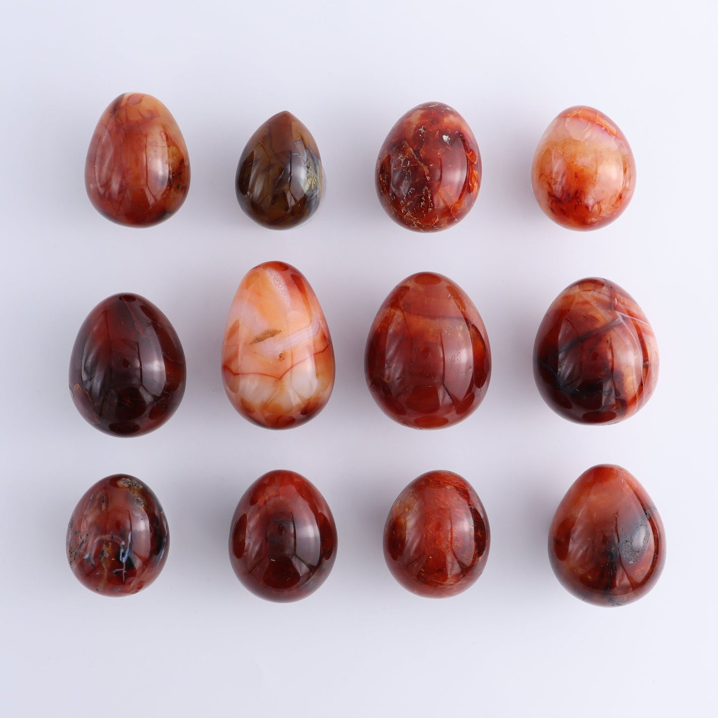 Carnelian Eggs Set of 12 - Expert Wholesale and Supplier of Wholesale Crystals & Bulk Gemstones, ["carnelian","Eggs","Madagascar"]