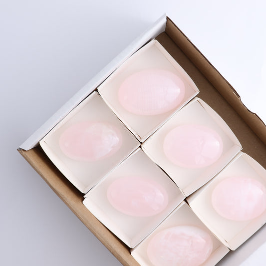 Pink Mangano Calcite Palm Stone Set of 6