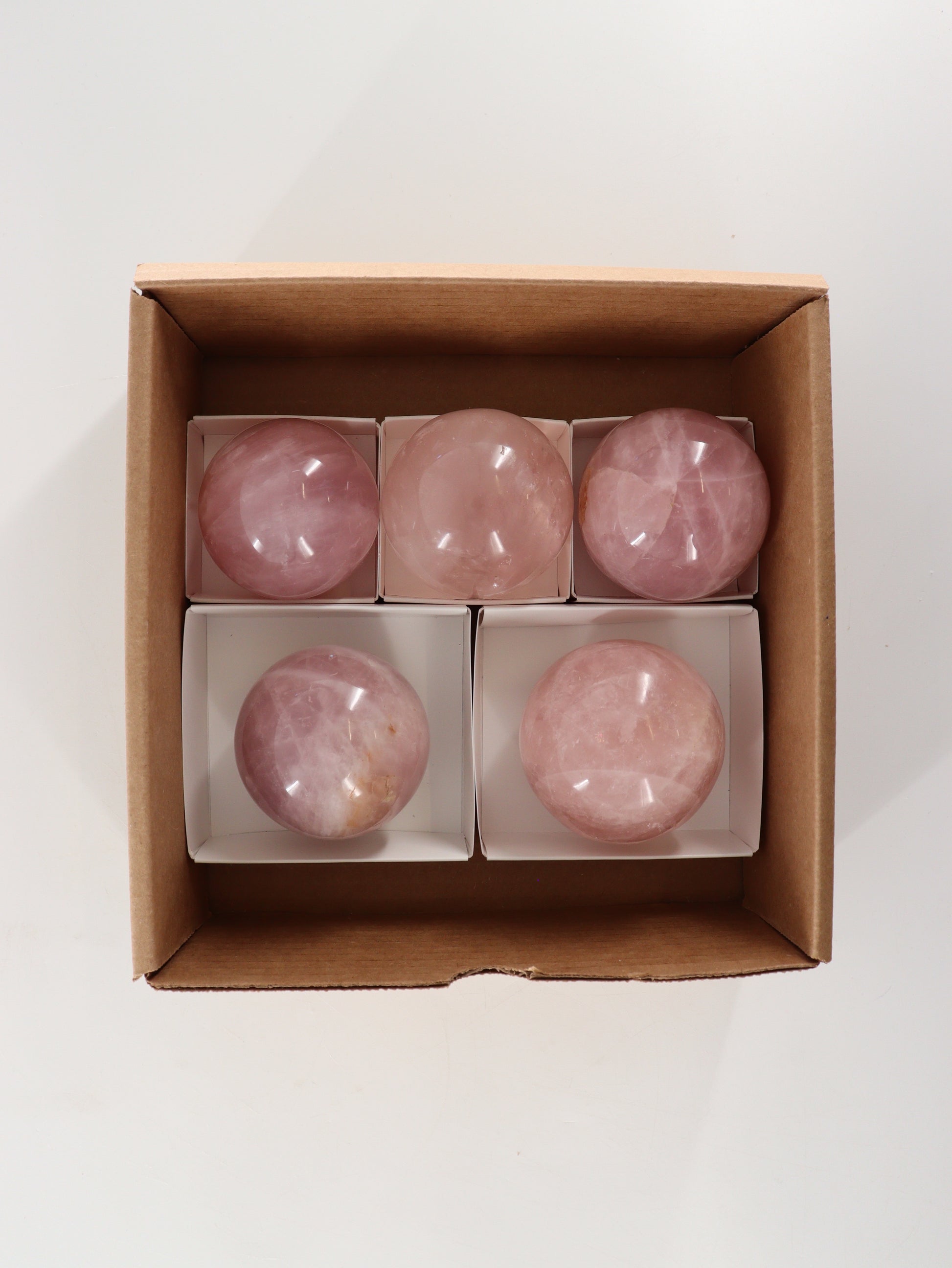 Rose Quartz Spheres Set of 5 - Expert Wholesale and Supplier of Wholesale Crystals & Bulk Gemstones, []
