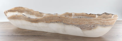 Mexican Onyx/Calcite Canoe Bowl 31"