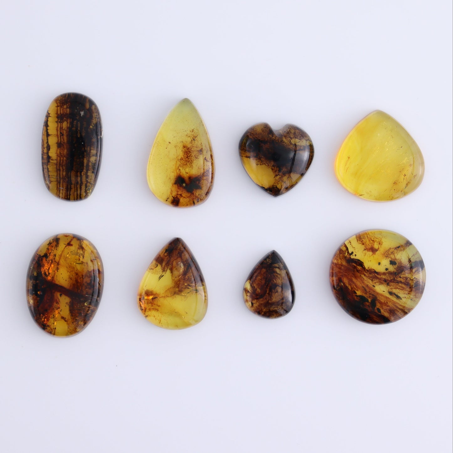 Chiapas Mexico Amber Cabs Set of 8 - Expert Wholesale and Supplier of Wholesale Crystals & Bulk Gemstones, ["Amber","Cabs","Chiapas Amber","Mexico"]