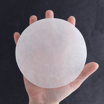 One Selenite (Satin Spar) Round Charging Plate - Expert Wholesale and Supplier of Wholesale Crystals & Bulk Gemstones, ["close_30","Morocco","Round Dish","Selenite"]