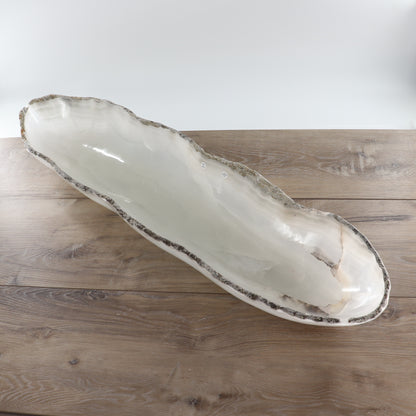 Mexican Onyx/Calcite Canoe Bowl 34"