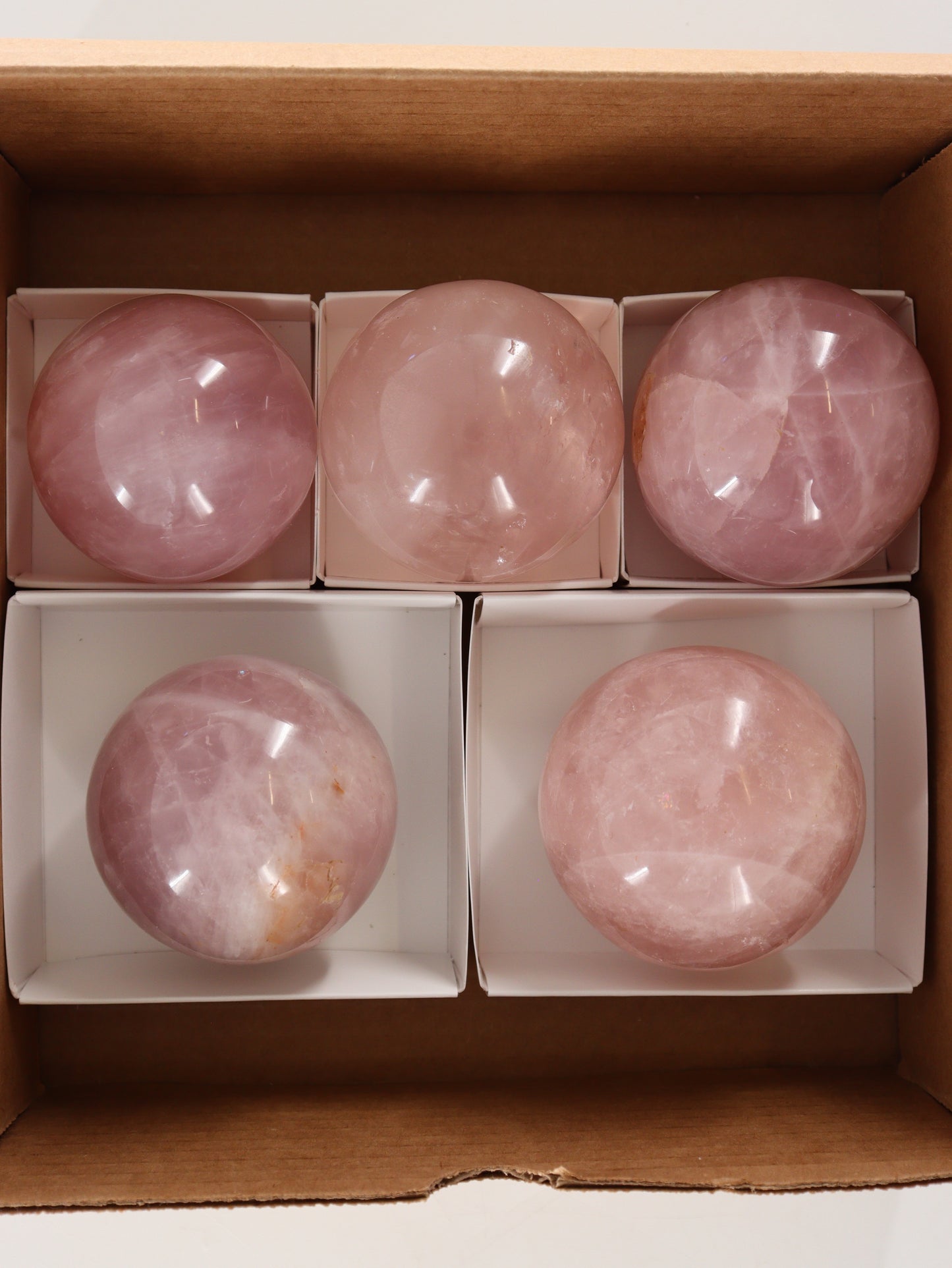 Rose Quartz Spheres Set of 5 - Expert Wholesale and Supplier of Wholesale Crystals & Bulk Gemstones, []