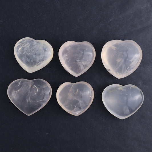 Girasol Quartz Hearts Set of 6 - Expert Wholesale and Supplier of Wholesale Crystals & Bulk Gemstones, ["Girasol","Girasol Quartz","Hearts","Quartz"]