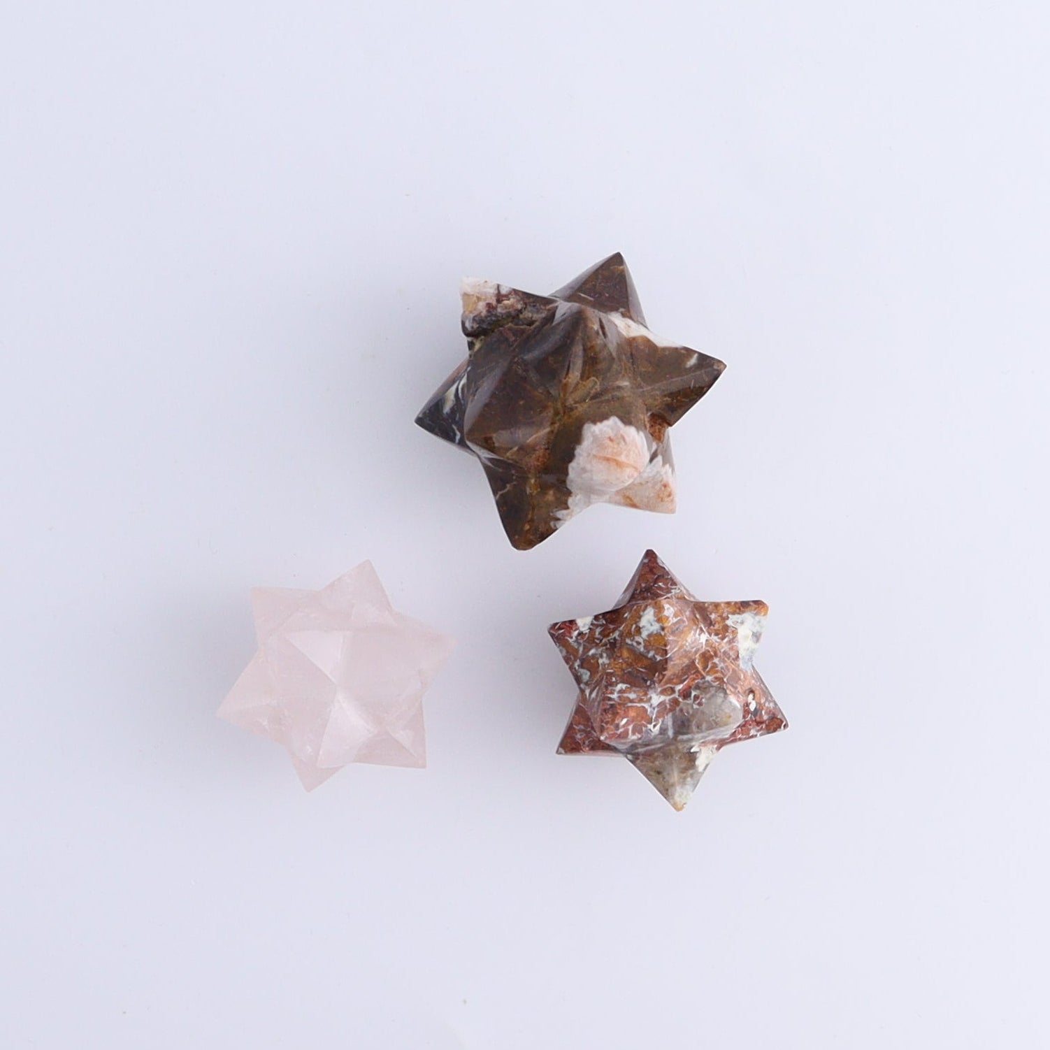 Mixed Stones Stars Set of 15 - Expert Wholesale and Supplier of Wholesale Crystals & Bulk Gemstones, ["jasper","Quartz","Rose Quartz","stars"]