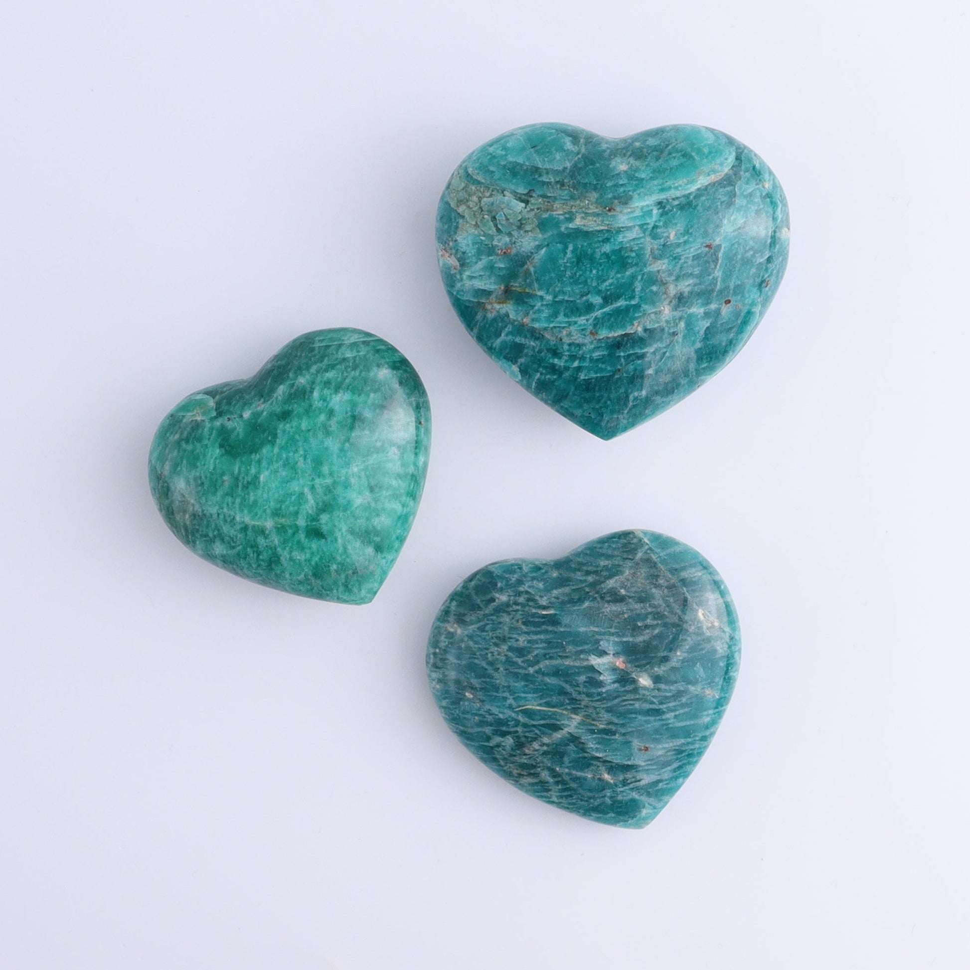 Amazonite Hearts Set of 12 - Expert Wholesale and Supplier of Wholesale Crystals & Bulk Gemstones, ["Amazonite","Hearts","Madagascar"]