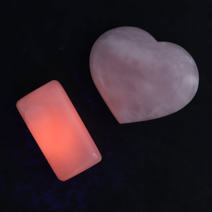 Pink Mangano Calcite Rectangles and Hearts Set of 6 - Expert Wholesale and Supplier of Wholesale Crystals & Bulk Gemstones, ["Calcite","Hearts","Madagascar","Pink Calcite","Rectangle"]