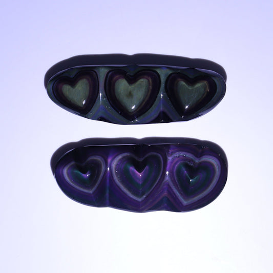 Rainbow Obsidian Heart Set of 2