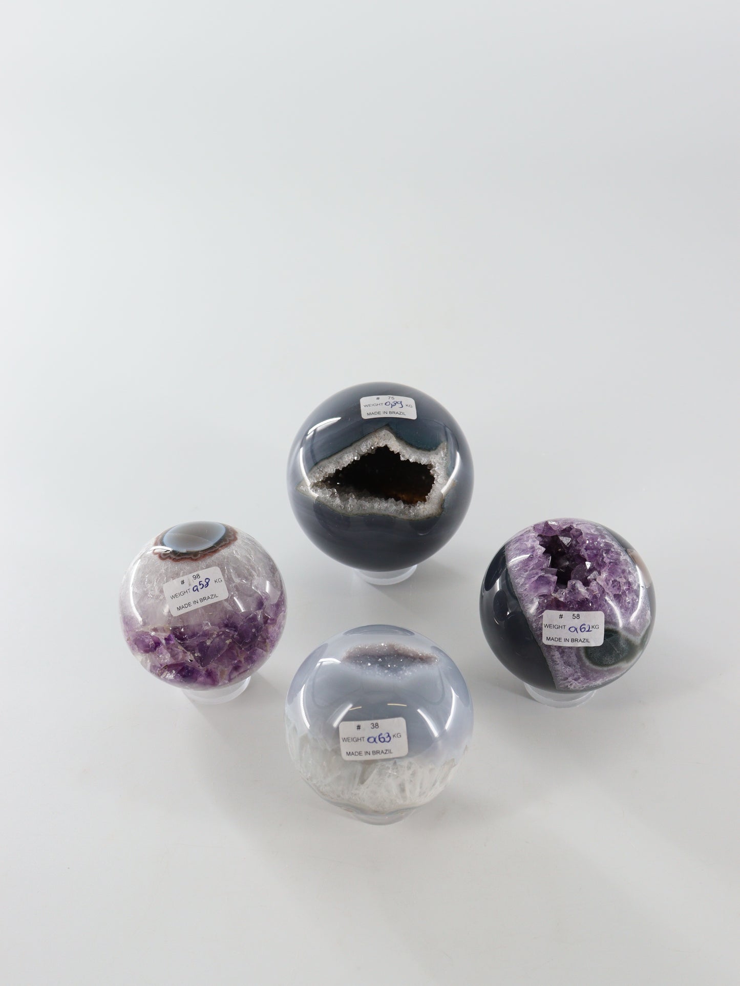 Amethyst Agate Spheres Set of 4 - Expert Wholesale and Supplier of Wholesale Crystals & Bulk Gemstones, []