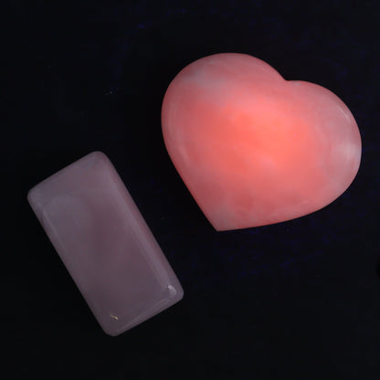 Pink Mangano Calcite Rectangles and Hearts Set of 6 - Expert Wholesale and Supplier of Wholesale Crystals & Bulk Gemstones, ["Calcite","Hearts","Madagascar","Pink Calcite","Rectangle"]