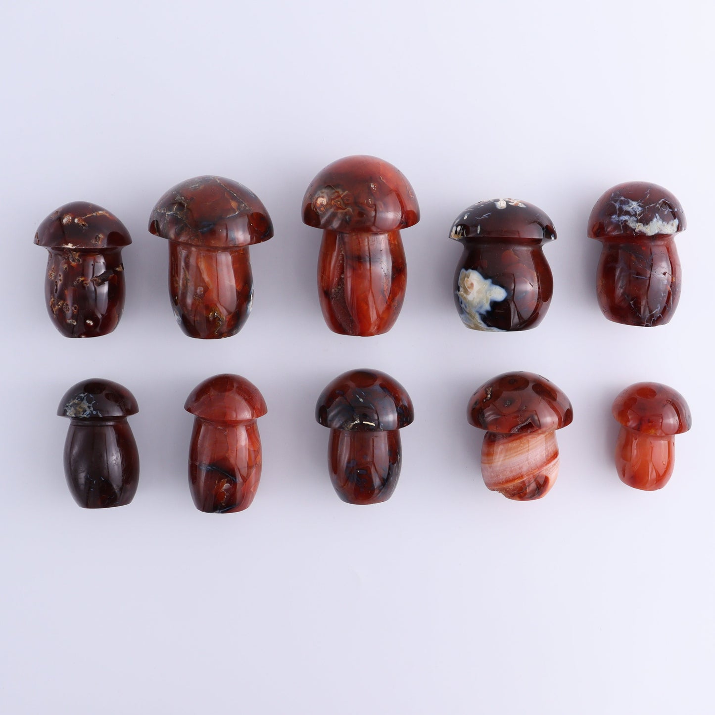 Carnelian Mushrooms Set of 10 - Expert Wholesale and Supplier of Wholesale Crystals & Bulk Gemstones, ["carnelian","Madagascar","Mushrooms"]