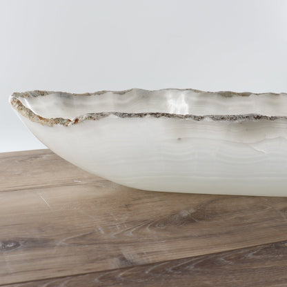 Mexican Onyx/Calcite Canoe Bowl 34"