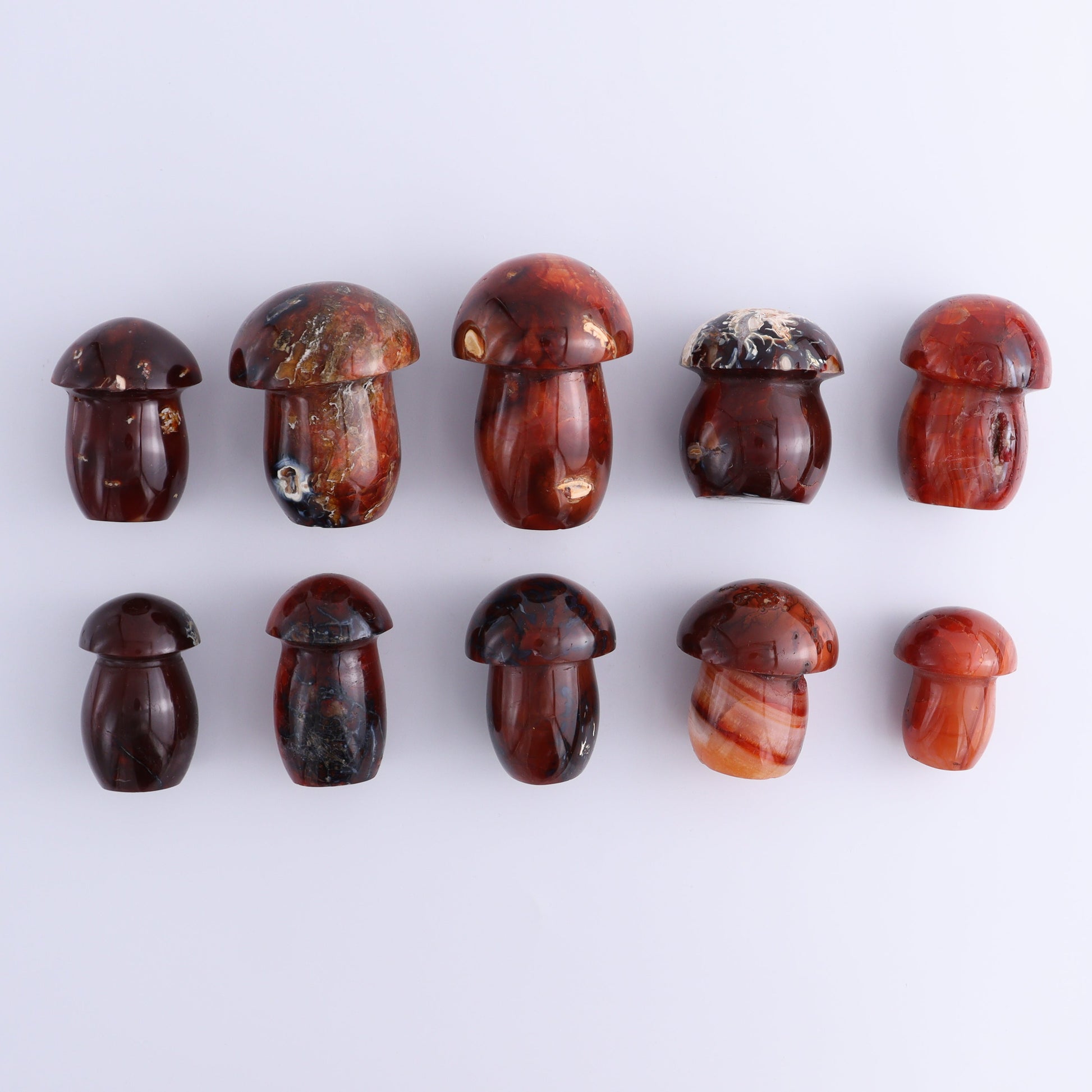 Carnelian Mushrooms Set of 10 - Expert Wholesale and Supplier of Wholesale Crystals & Bulk Gemstones, ["carnelian","Madagascar","Mushrooms"]