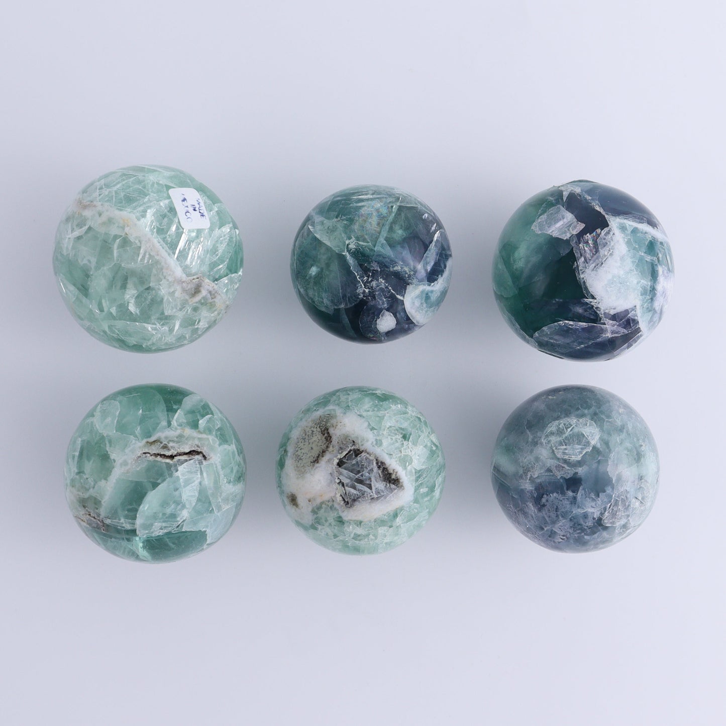 Fluorite Spheres Set of 6 - Expert Wholesale and Supplier of Wholesale Crystals & Bulk Gemstones, ["Fluorite","Mexico","Spheres"]