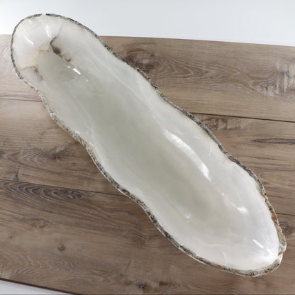 Mexican Onyx/Calcite Canoe Bowl 34"