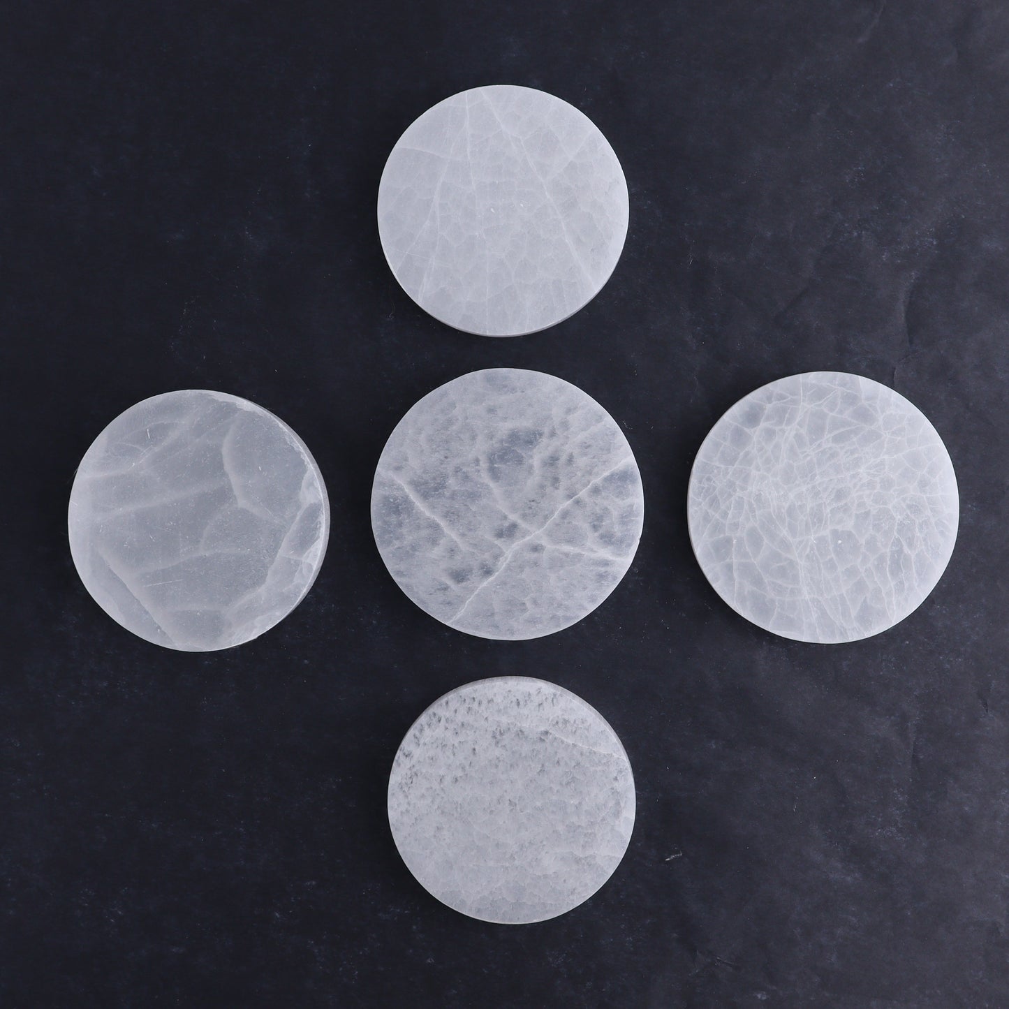 One Selenite (Satin Spar) Round Plate 10 cm - Expert Wholesale and Supplier of Wholesale Crystals & Bulk Gemstones, ["Close_30","Morocco","Round Dish","Selenite"]