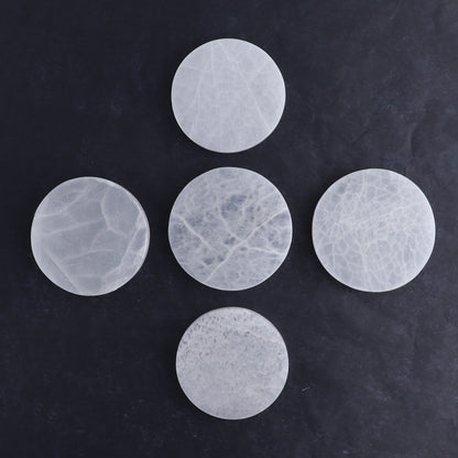 One Selenite (Satin Spar) Round Plate 10 cm - Expert Wholesale and Supplier of Wholesale Crystals & Bulk Gemstones, ["Close_30","Morocco","Round Dish","Selenite"]