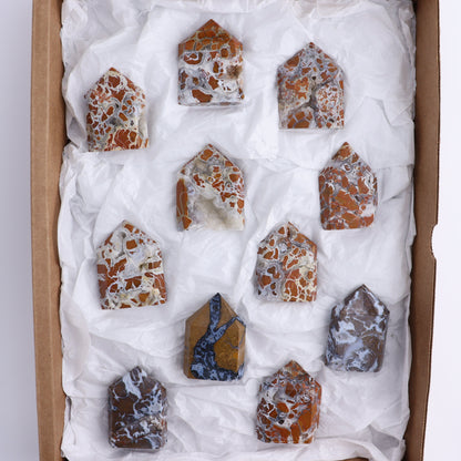 Brecciated Jasper Towers Set of 11 - Expert Wholesale and Supplier of Wholesale Crystals & Bulk Gemstones, ["Brecciated Jasper","Indonesia","Towers"]