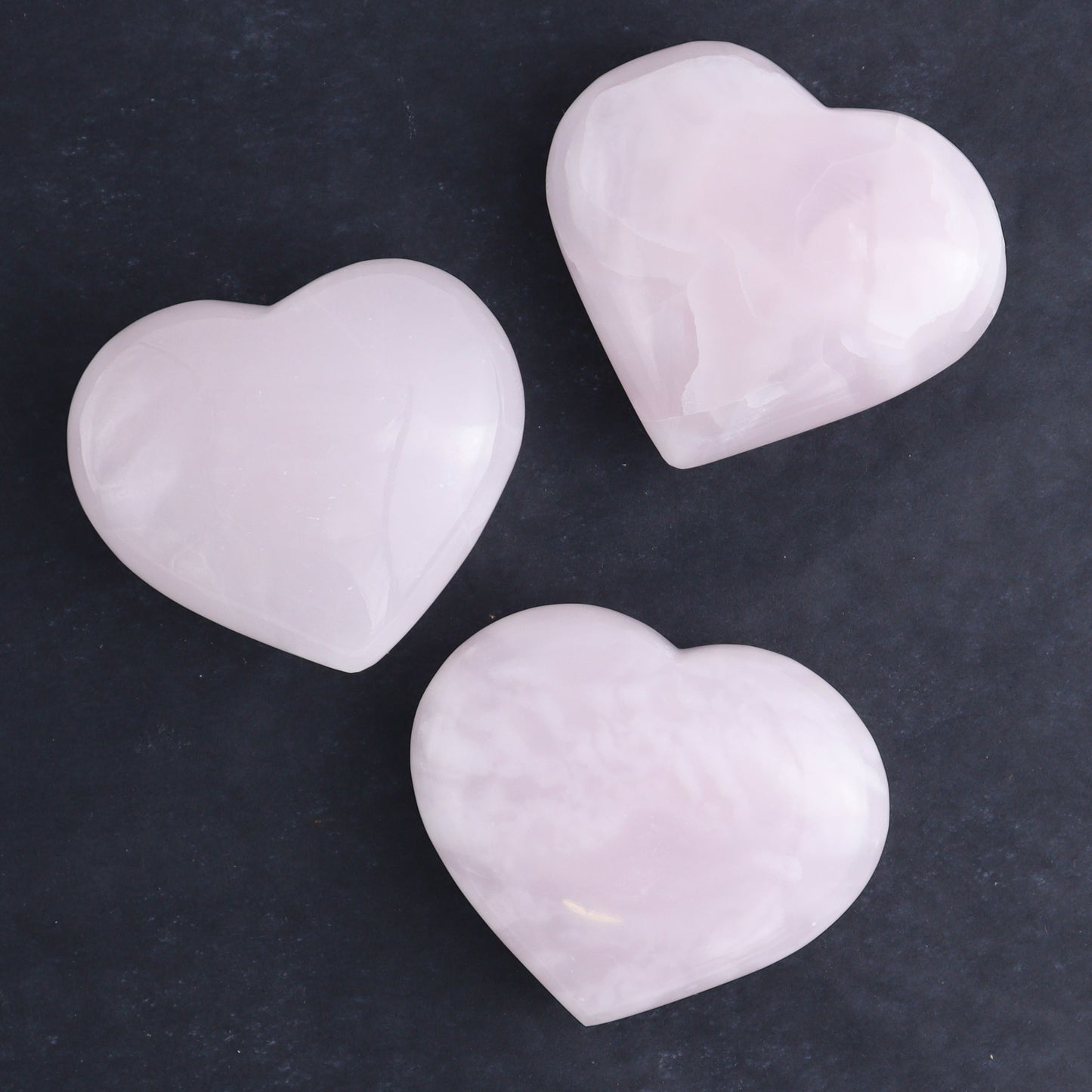 Pink Mangano Calcite Rectangles and Hearts Set of 6 - Expert Wholesale and Supplier of Wholesale Crystals & Bulk Gemstones, ["Calcite","Hearts","Madagascar","Pink Calcite","Rectangle"]