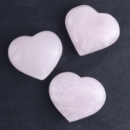 Pink Mangano Calcite Rectangles and Hearts Set of 6 - Expert Wholesale and Supplier of Wholesale Crystals & Bulk Gemstones, ["Calcite","Hearts","Madagascar","Pink Calcite","Rectangle"]