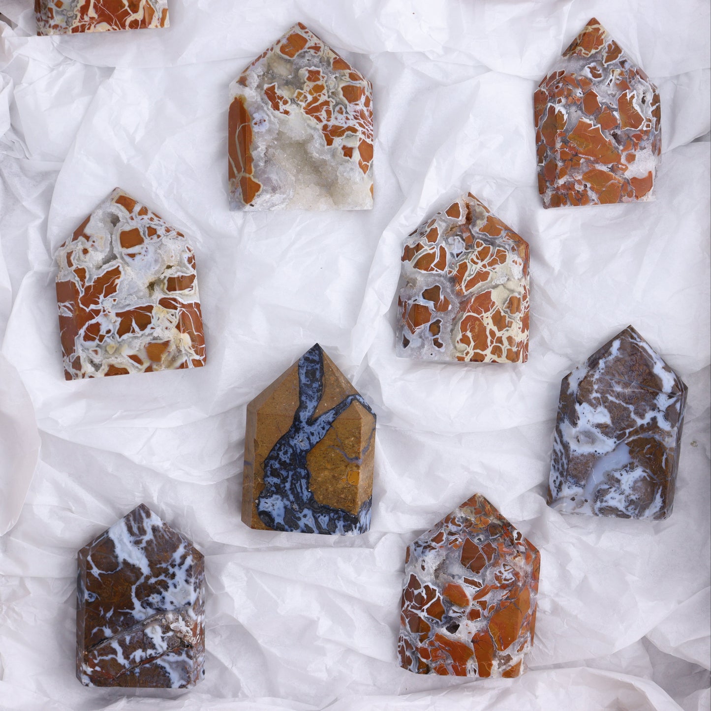 Brecciated Jasper Towers Set of 11 - Expert Wholesale and Supplier of Wholesale Crystals & Bulk Gemstones, ["Brecciated Jasper","Indonesia","Towers"]
