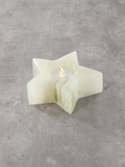 White and Green Onyx Star Candle Holders Set of 4 - Expert Wholesale and Supplier of Wholesale Crystals & Bulk Gemstones, ["Accessories","Candle Holder","Catalog Onyx","Mexico","Onyx"]