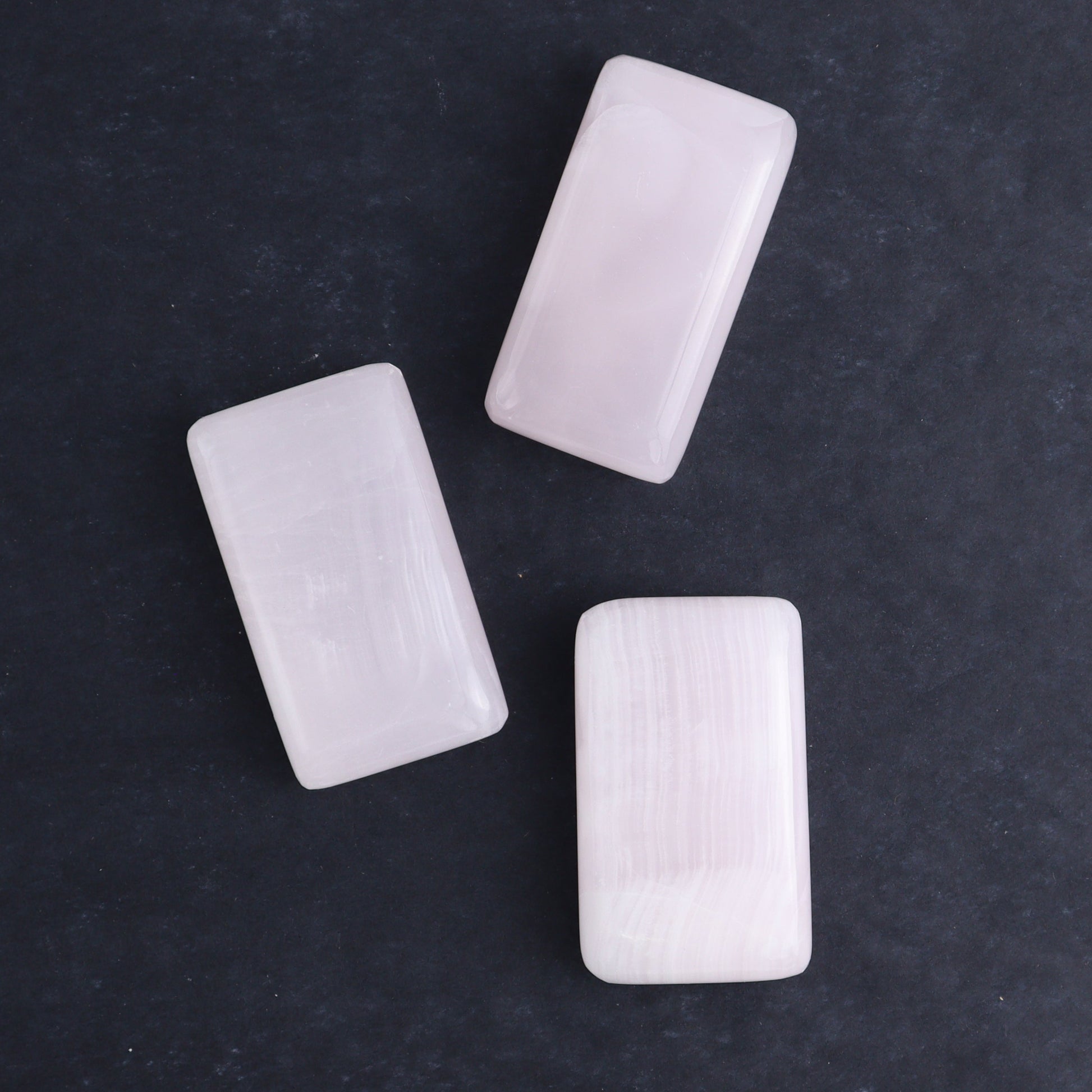 Pink Mangano Calcite Rectangles and Hearts Set of 6 - Expert Wholesale and Supplier of Wholesale Crystals & Bulk Gemstones, ["Calcite","Hearts","Madagascar","Pink Calcite","Rectangle"]
