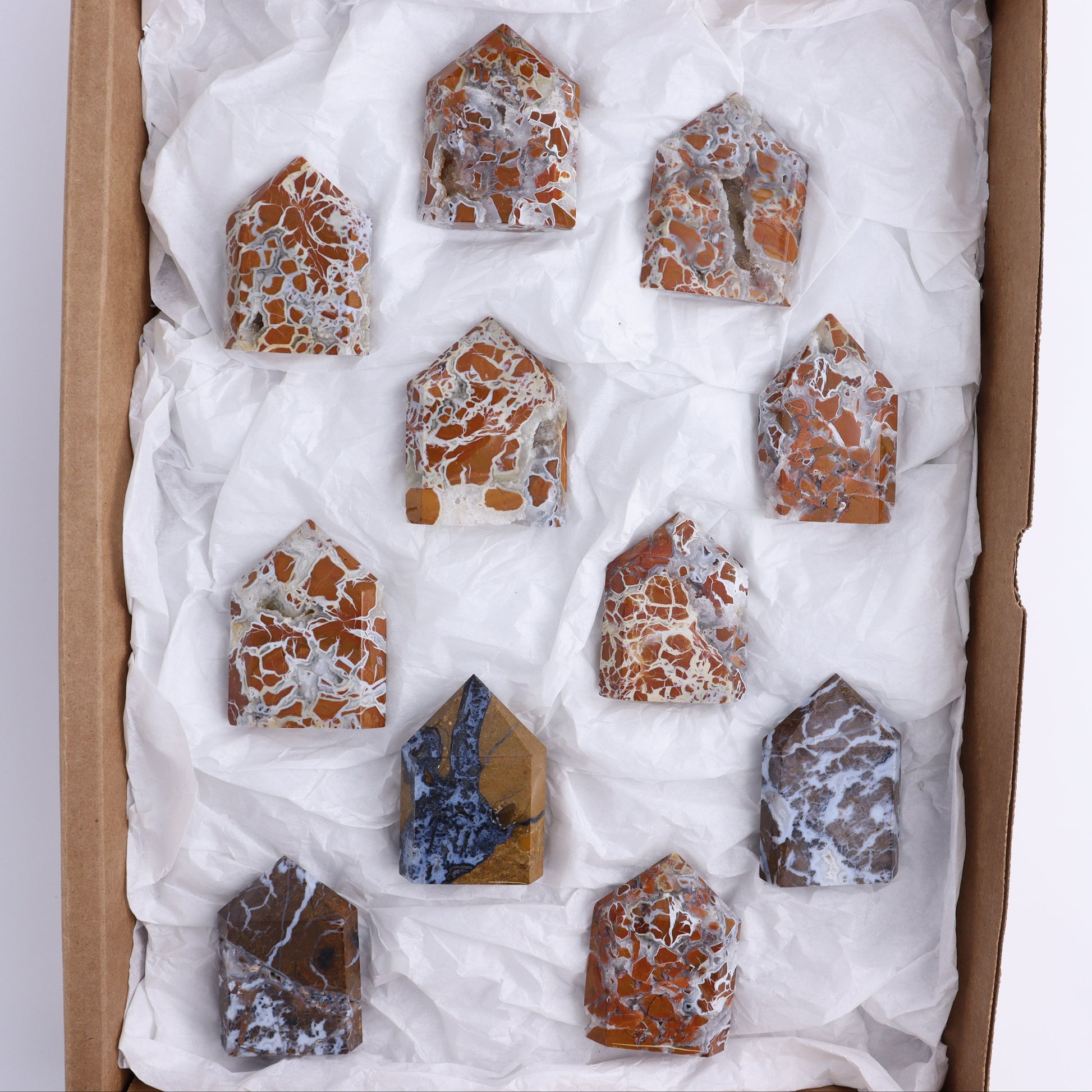 Brecciated Jasper Towers Set of 11 - Expert Wholesale and Supplier of Wholesale Crystals & Bulk Gemstones, ["Brecciated Jasper","Indonesia","Towers"]