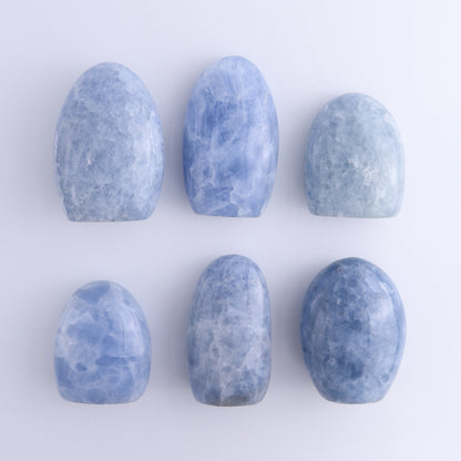 Blue Calcite Freeforms Set of 6 - Expert Wholesale and Supplier of Wholesale Crystals & Bulk Gemstones, ["Blue Calcite","Calcite","Freeform","Freeforms"]