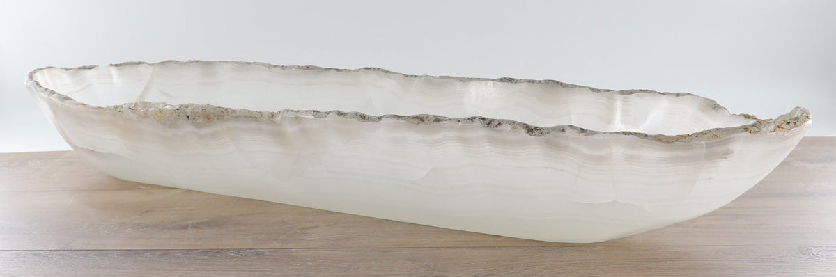 Mexican Onyx/Calcite Canoe Bowl 34"