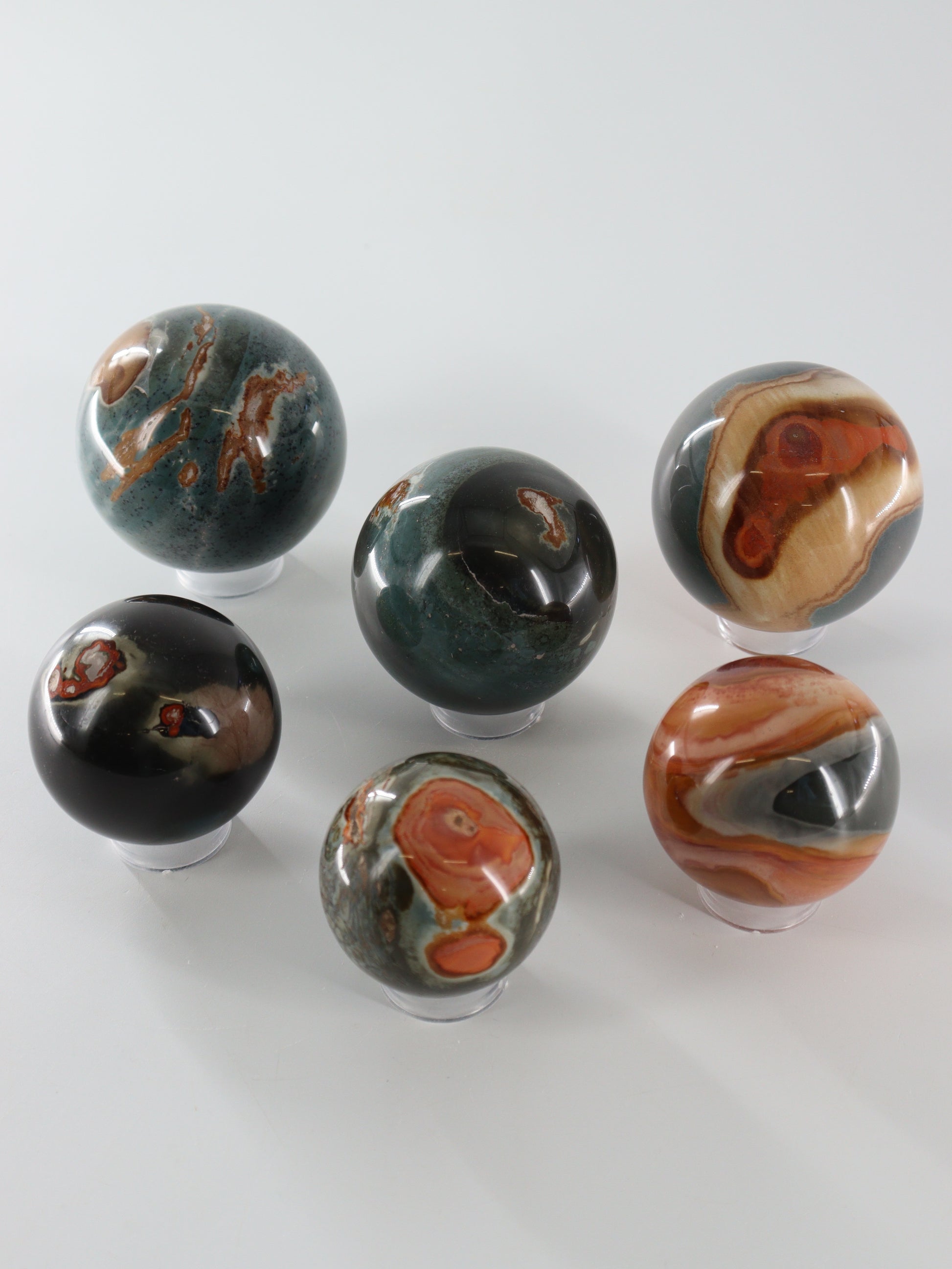 Polychrome Jasper Spheres Set of 6 - Expert Wholesale and Supplier of Wholesale Crystals & Bulk Gemstones, []