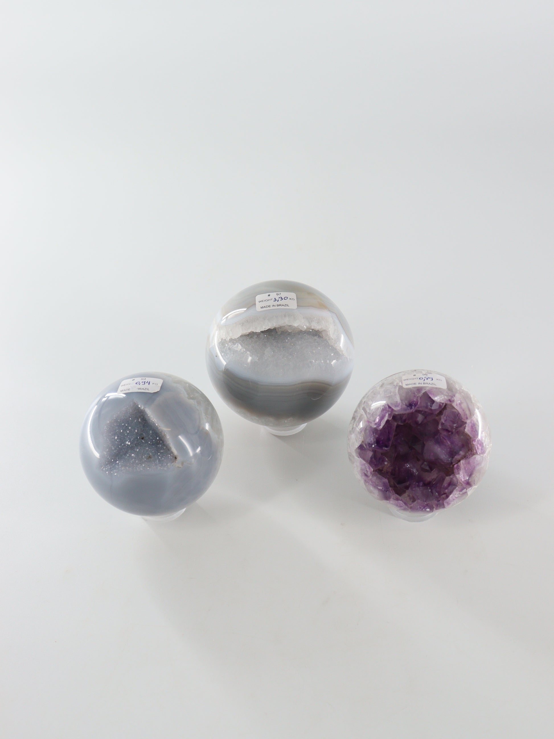 Amethyst Agate Spheres Set of 3 - Expert Wholesale and Supplier of Wholesale Crystals & Bulk Gemstones, []