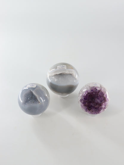 Amethyst Agate Spheres Set of 3 - Expert Wholesale and Supplier of Wholesale Crystals & Bulk Gemstones, []