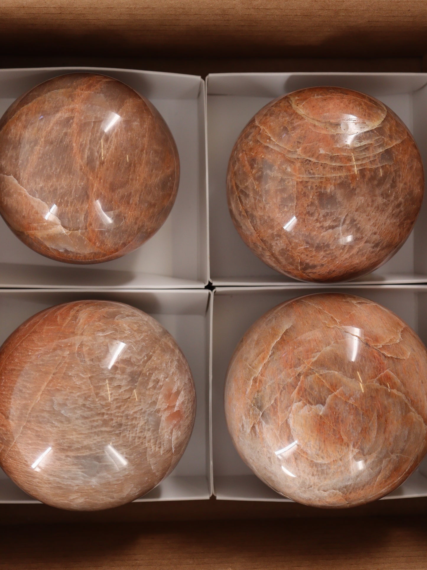 Peach Moonstone Spheres Set of 4 - Expert Wholesale and Supplier of Wholesale Crystals & Bulk Gemstones, []