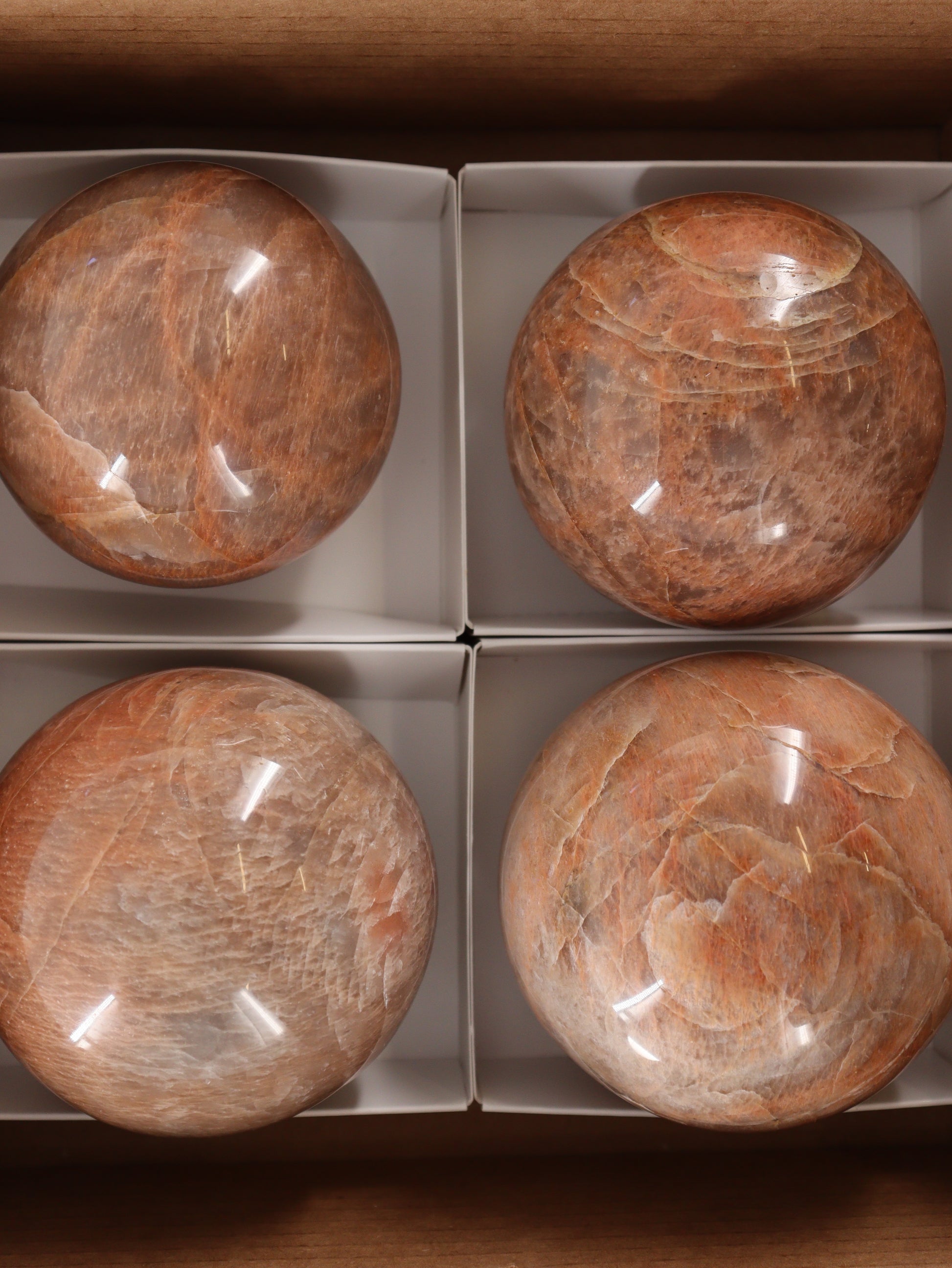 Peach Moonstone Spheres Set of 4 - Expert Wholesale and Supplier of Wholesale Crystals & Bulk Gemstones, []