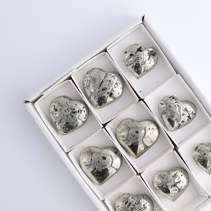 Pyrite Hearts Set of 9 - Expert Wholesale and Supplier of Wholesale Crystals & Bulk Gemstones, ["Hearts","Peru","Pyrite"]
