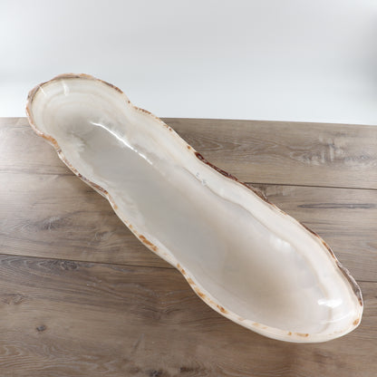 Mexican Onyx/Calcite Canoe Bowl 35"